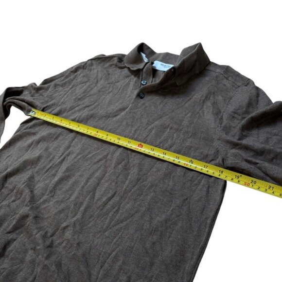 Selected Homme Slhberg Long Sleeve Knit Polo Shirt Men Brown Size Medium - Picture 7 of 7